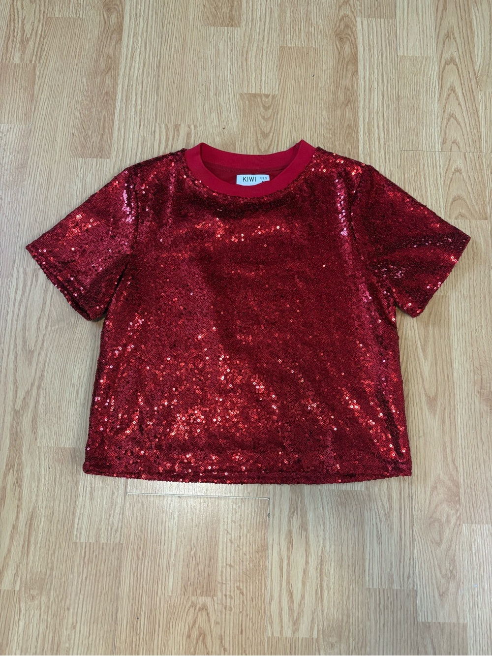 KIWI brand Women’s Red Sequin Crop Top size Small